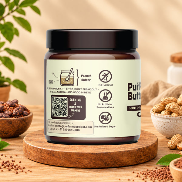 Puŕ Peanut Butter – Ragi & Cocoa with Jaggery | Crunchy (500g)
