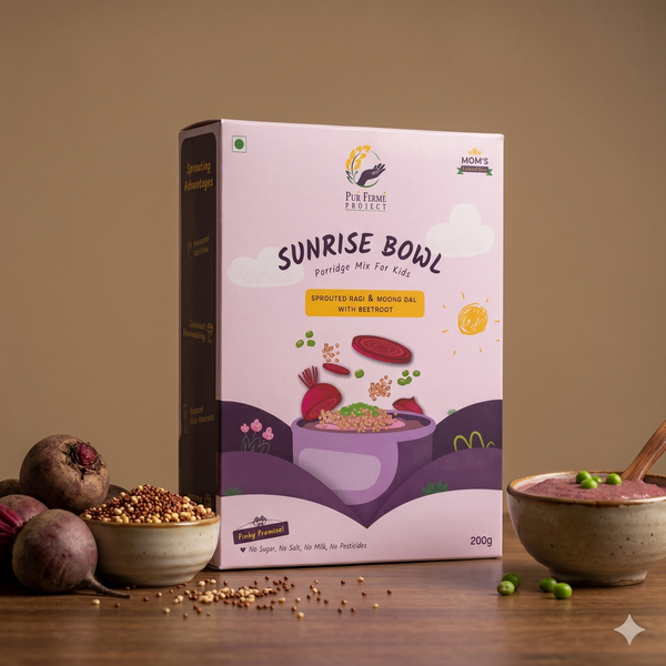 Sunrise Bowl – Sprouted Ragi & Moong Dal with Beetroot Porridge Mix for Kids