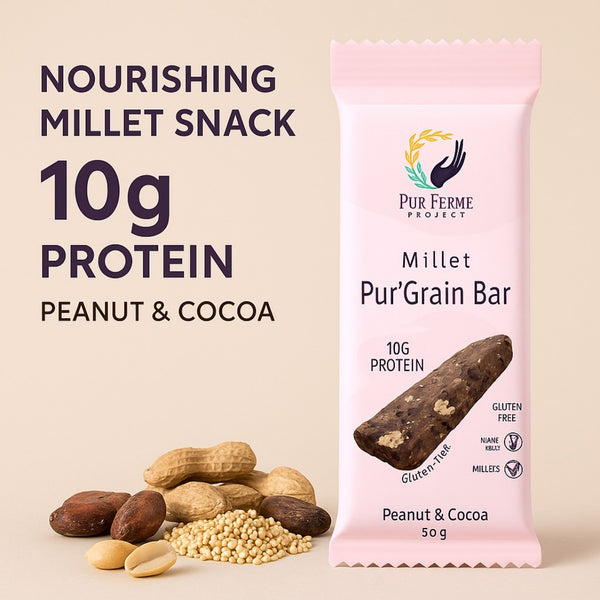 Millet PuŕGrain Bar 10g Protein – Peanut & Cocoa | Healthy Snack by Puŕ Fermé Project
