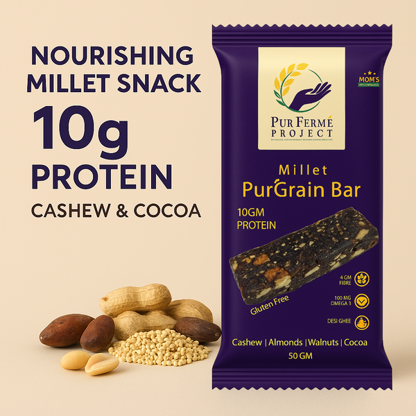 Millet PuŕGrain Bar 10g Protein – Healthy Snack with Nuts | Puŕ Fermé Project