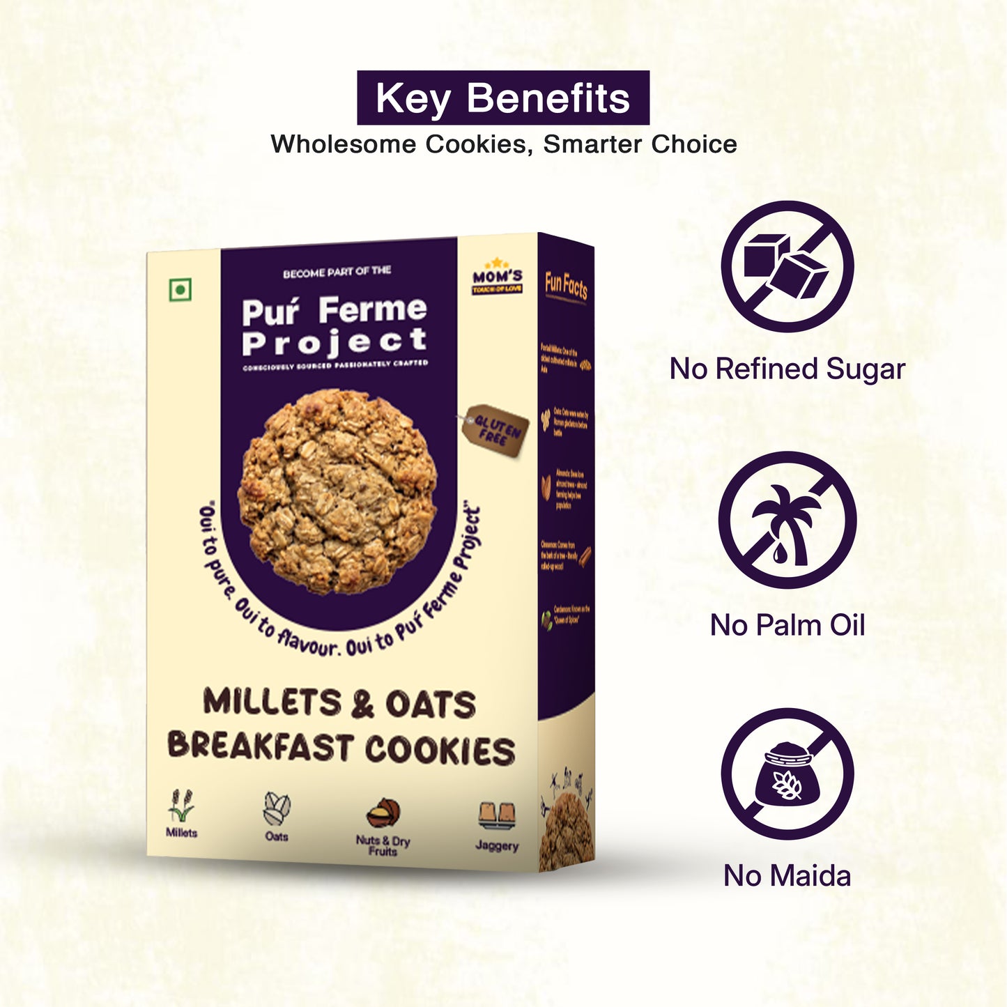 Breakfast Cookies made with millets and oats (12 Cookies, 240g)