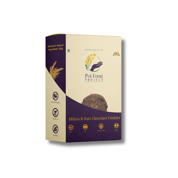 Millet & Oats Chocolate Cookies – (12 Cookies, 240g) | Puŕ Fermé Project