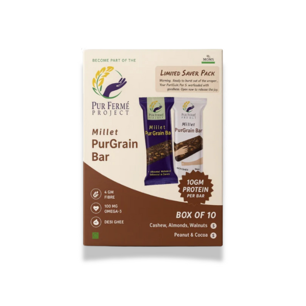 Millet PuŕGrain Bar Combo – 10g Protein (10 Bars, 2 Variants) | Puŕ Fermé Project
