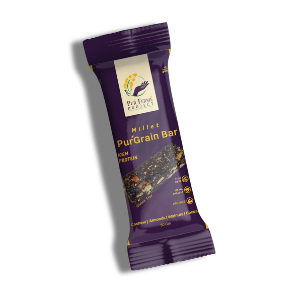 Millet PuŕGrain Bar 10g Protein – Healthy Snack with Nuts | Puŕ Fermé Project