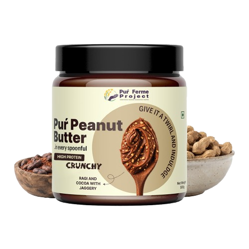 Puŕ Peanut Butter – Ragi & Cocoa with Jaggery | Crunchy (500g)