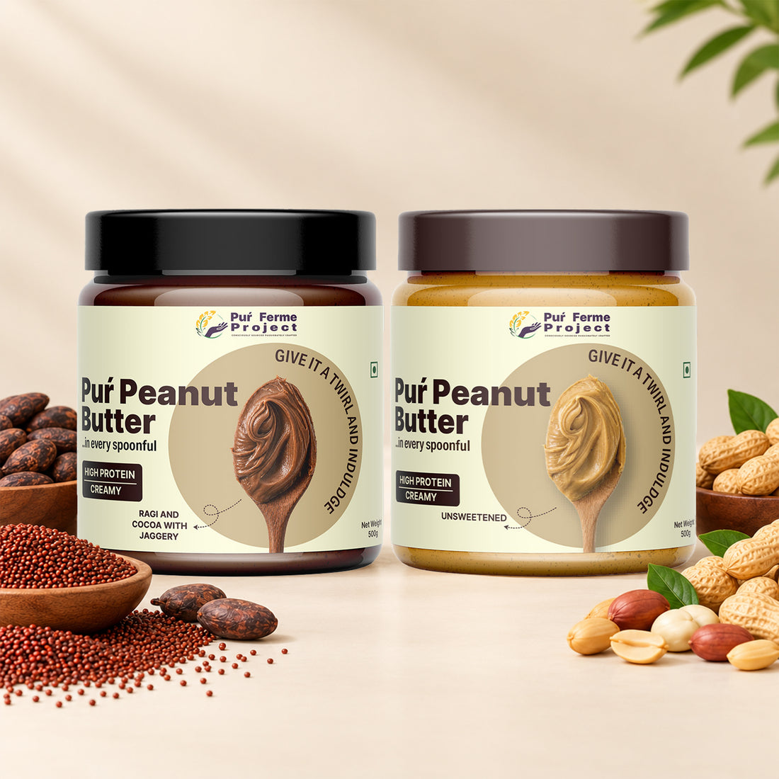 Creamy Peanut Butter Combo – Classic + Ragi Cocoa - (2 x 500 g)