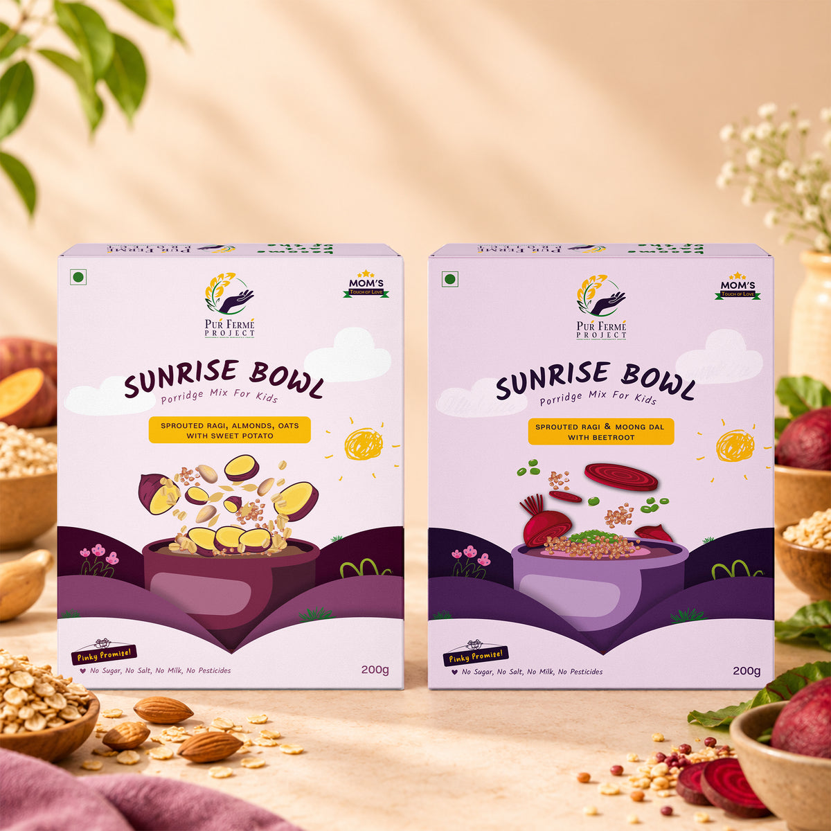 Sunrise Bowl Ragi Porridge Combo – Sweet Potato + Beetroot - (2 x 200 g)