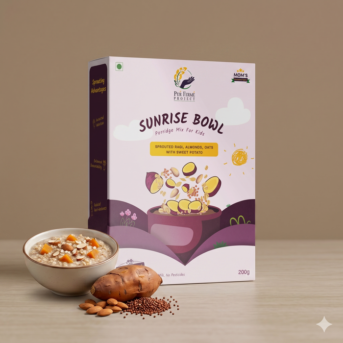 Sunrise Bowl - Sprouted Ragi, Almonds, Oats and Sweet Potato Porridge Mix for Kids