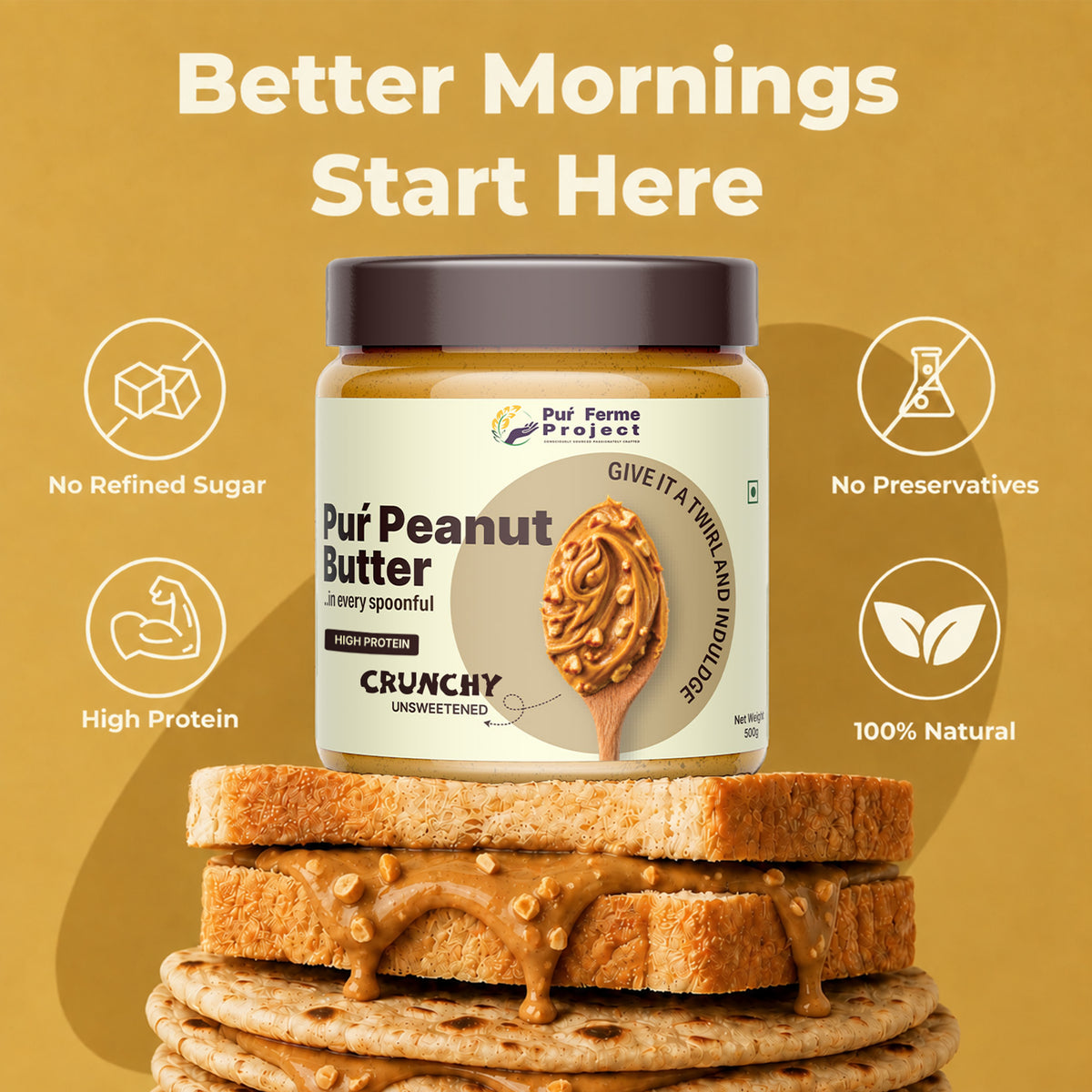 Crunchy Peanut Butter Combo – Unsweetened + Ragi Cocoa (2 × 500 g)