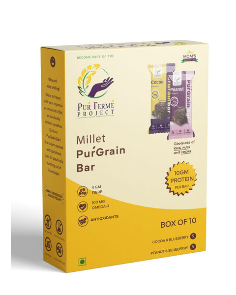 Millet PuŕGrain Bar Combo – 10g Protein (10 Bars, 2 Variants) | Puŕ Fermé Project