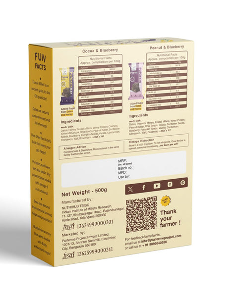 Millet PuŕGrain Bar Combo – 10g Protein (10 Bars, 2 Variants) | Puŕ Fermé Project