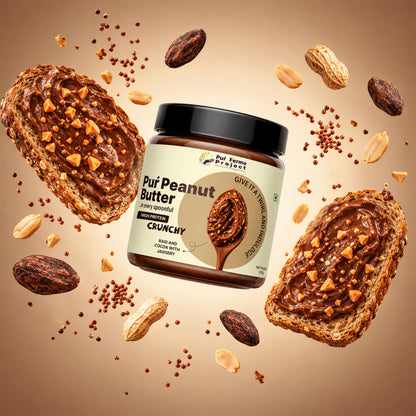 Crunchy Peanut Butter Combo – Unsweetened + Ragi Cocoa (2 × 500 g)