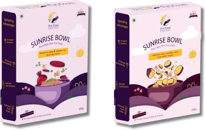 PurFerme Sunrise Bowl Sprouted Ragi Porridge – Beetroot & Sweet Potato (1+1 Free)