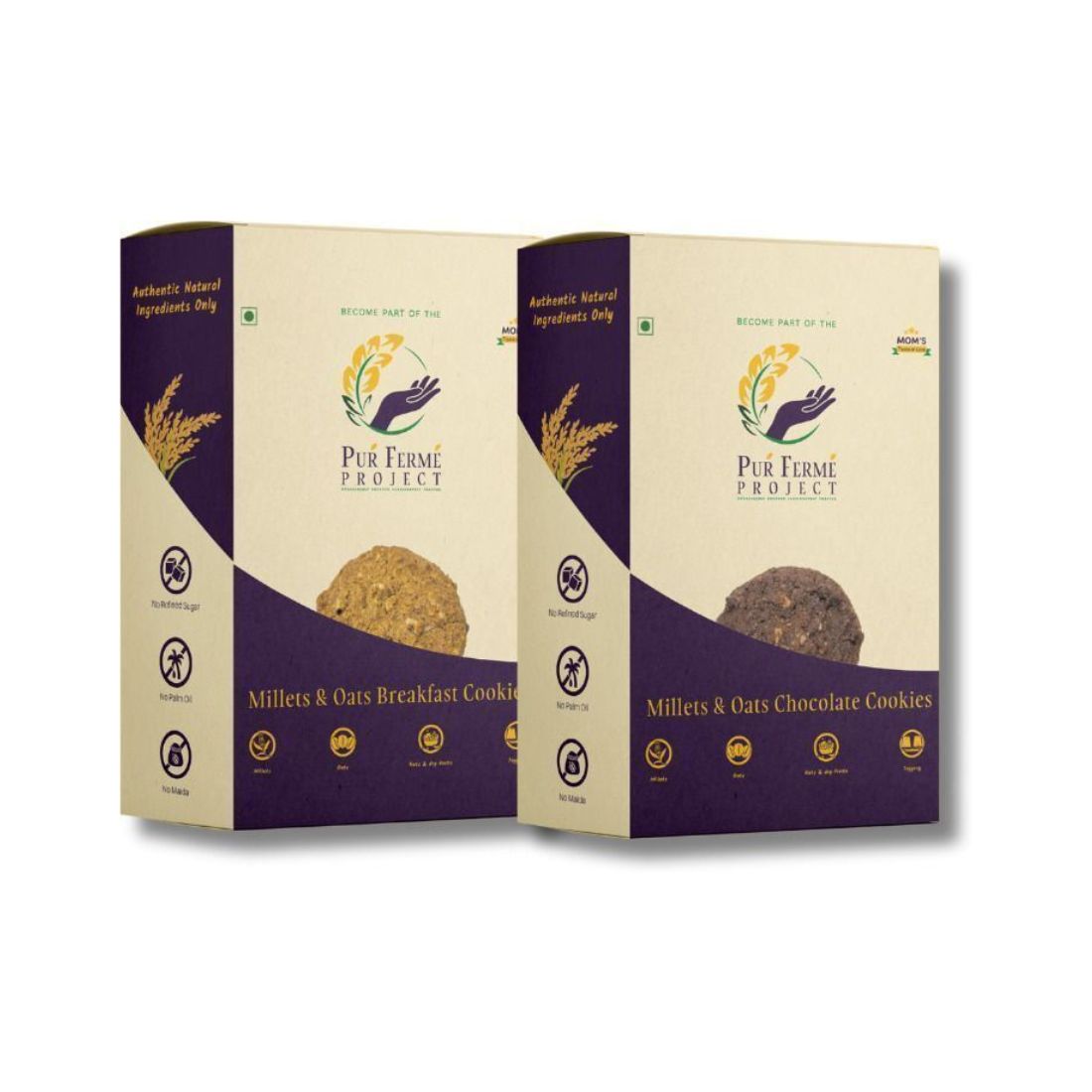 PurFerme Millets & Oats Cookies – Gluten Free Breakfast & Chocolate (Buy 1 Get 1 Free)
