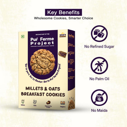 Breakfast Cookies made with millets and oats (12 Cookies, 240g)
