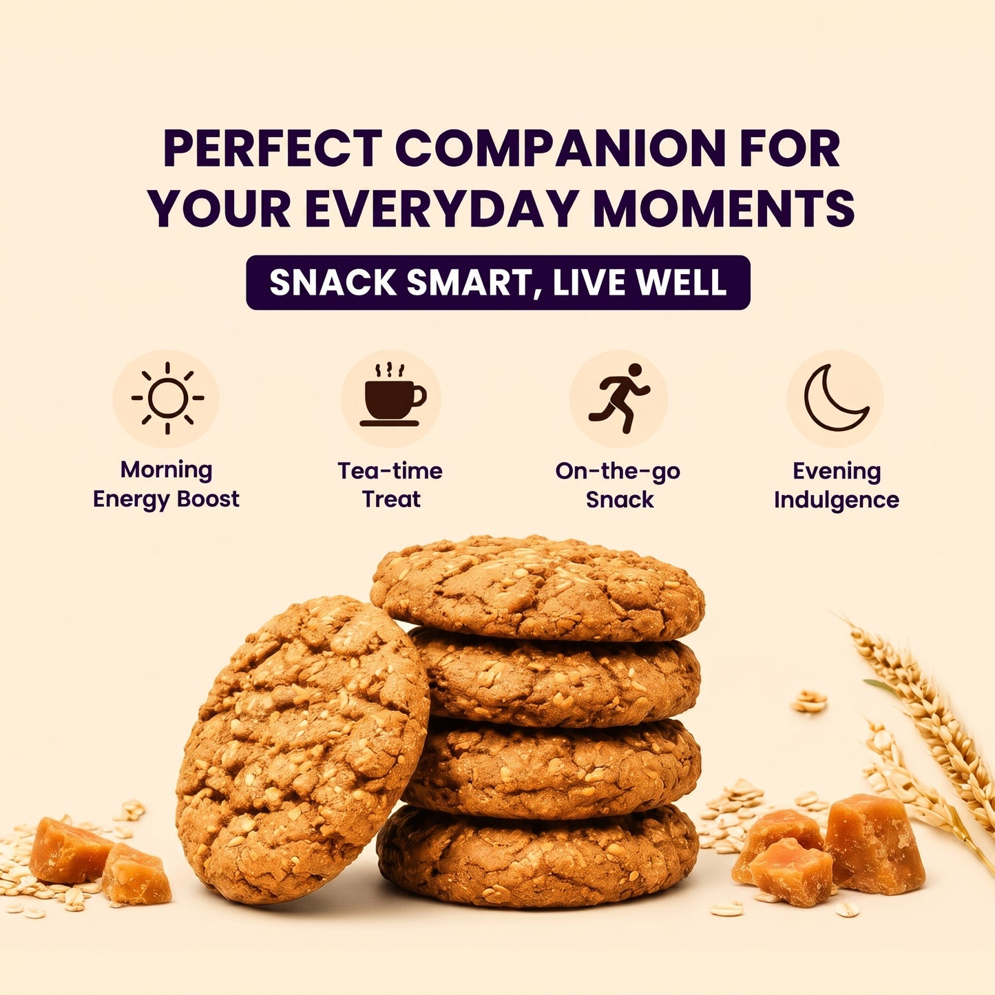 Breakfast Cookies made with millets and oats (12 Cookies, 240g)
