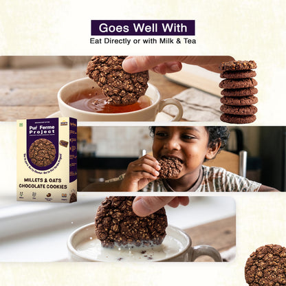 Chocolate Cookies made with Millet & Oats – (12 Cookies, 240g)