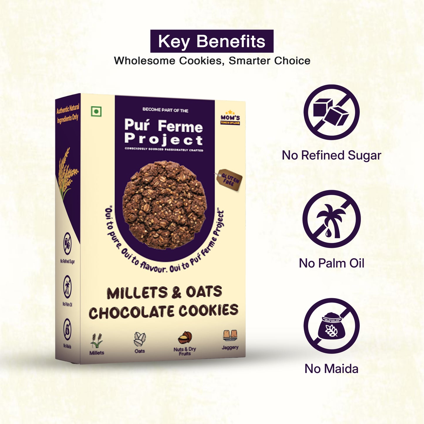 Chocolate Cookies made with Millet & Oats – (12 Cookies, 240g)