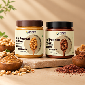Crunchy Peanut Butter Combo – Unsweetened + Ragi Cocoa (2 × 500 g)