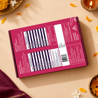 Puŕ Ferme Project Diwali Gift Box – Millet & Oats Cookies, Diyas & Greeting Card
