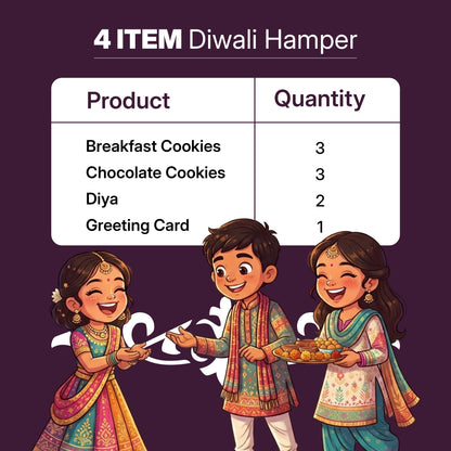 Puŕ Ferme Project Diwali Gift Box – Millet & Oats Cookies, Diyas & Greeting Card