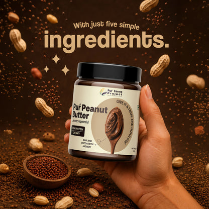 Ragi & Cocoa Peanut Butter - Sweetened with Jaggery & Creamy (500g)