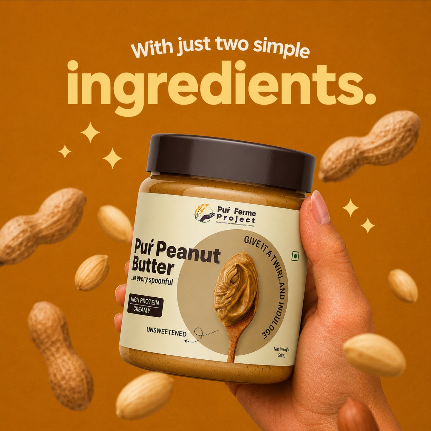Peanut Butter - Unsweetened & Creamy (500g)