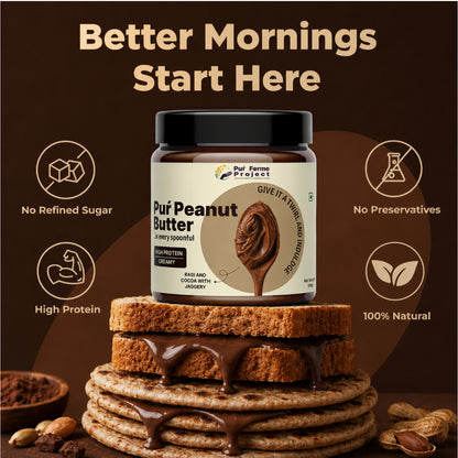 Ragi & Cocoa Peanut Butter - Sweetened with Jaggery & Creamy (500g)