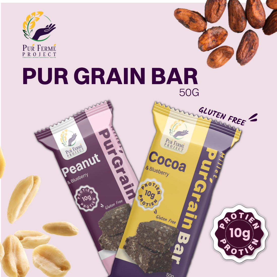 Millet PuŕGrain Bar Combo – 10g Protein (10 Bars, 2 Variants) | Puŕ Fermé Project