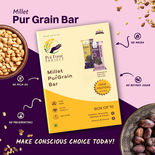 Millet PuŕGrain Bar Combo – 10g Protein (10 Bars, 2 Variants) | Puŕ Fermé Project