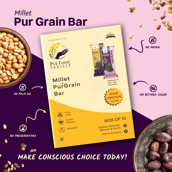 Millet PuŕGrain Bar Combo – 10g Protein (10 Bars, 2 Variants) | Puŕ Fermé Project