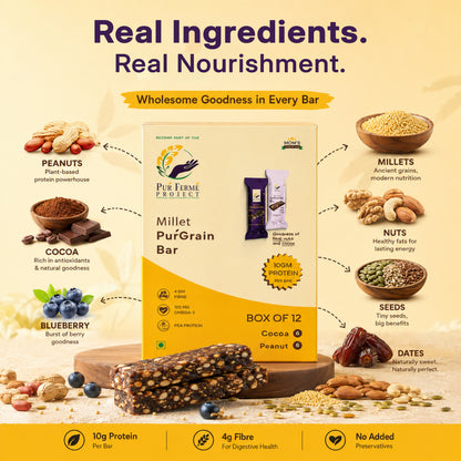 Millet PuŕGrain Bar Combo – 10g Protein (12 Bars, 2 Variants)