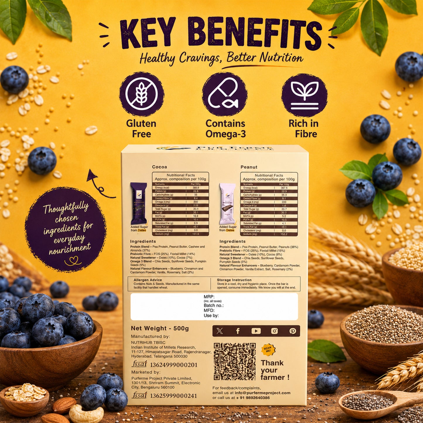 Millet PuŕGrain Bar Combo – 10g Protein (12 Bars, 2 Variants)
