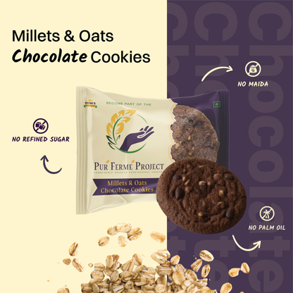 Millet & Oats Chocolate Cookies – (12 Cookies, 240g) | Puŕ Fermé Project