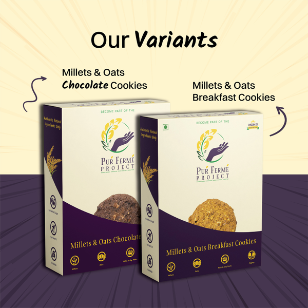 Millet & Oats Breakfast Cookies – 12 Cookies, 240g| Puŕ Fermé Project