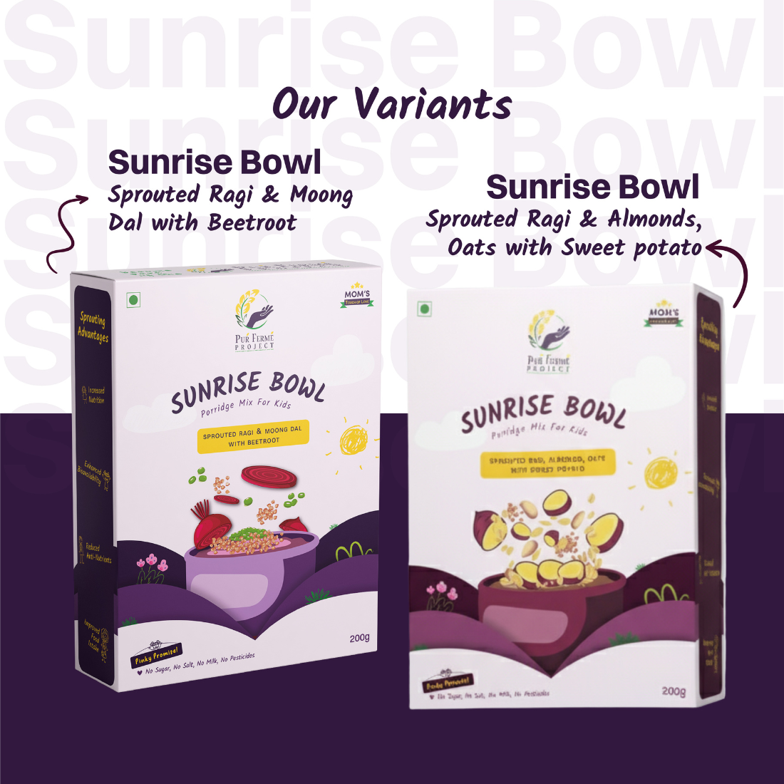 Sunrise Bowl – Sprouted Ragi & Moong Dal with Beetroot Porridge Mix for Kids