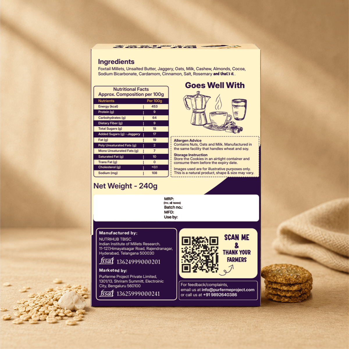 Millet & Oats Cookies Combo – Breakfast + Cocoa - (2 x 240 g)
