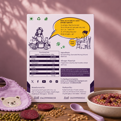 Sunrise Bowl – Sprouted Ragi & Moong Dal with Beetroot Porridge Mix for Kids