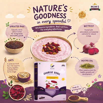 Sunrise Bowl – Sprouted Ragi & Moong Dal with Beetroot Porridge Mix for Kids