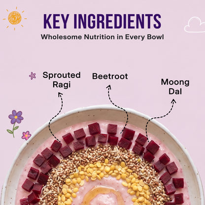 Sunrise Bowl – Sprouted Ragi & Moong Dal with Beetroot Porridge Mix for Kids