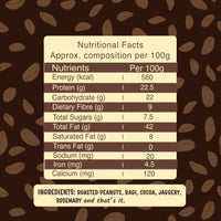 Ragi & Cocoa Peanut Butter - Sweetened with Jaggery & Creamy (500g)