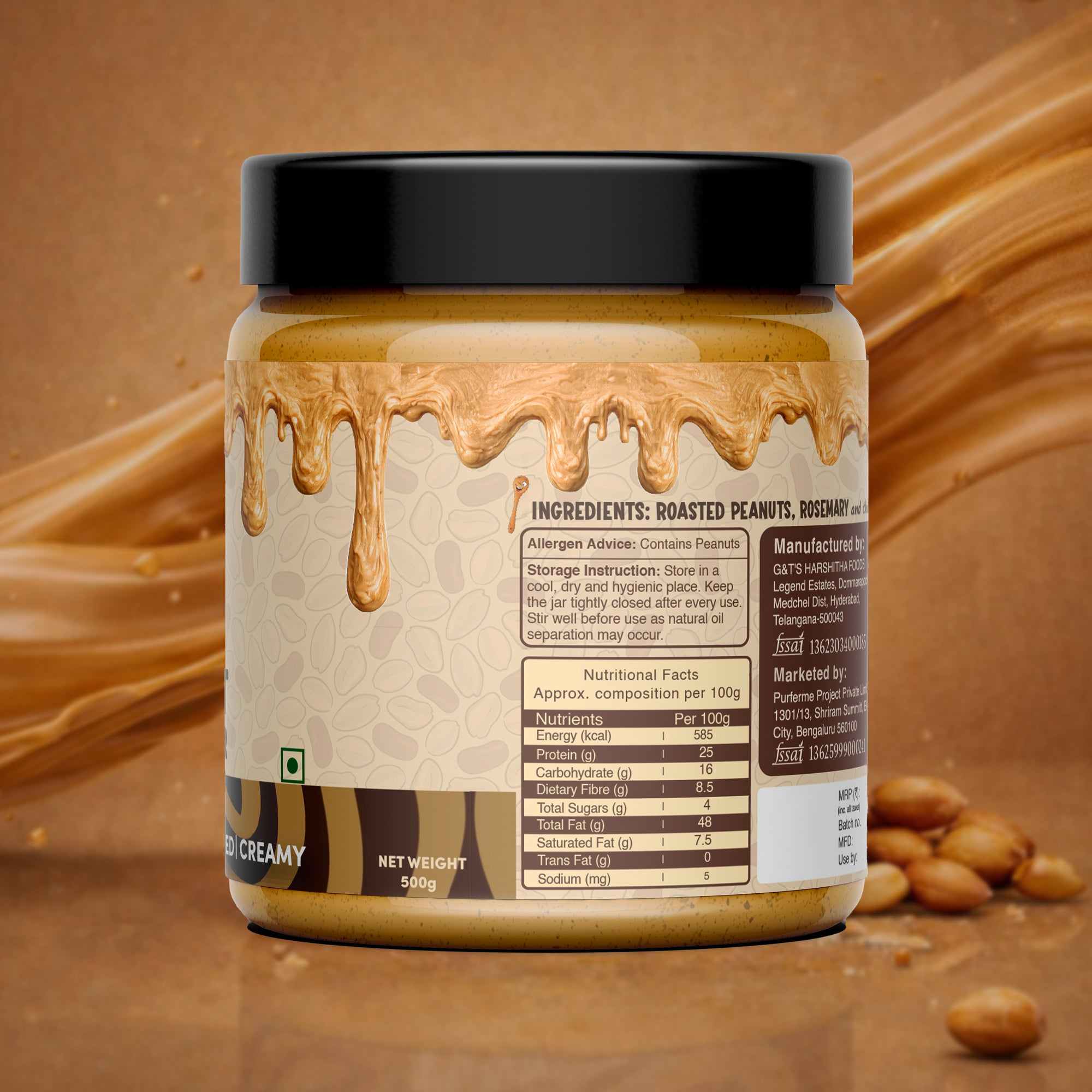 Peanut Butter - Unsweetened & Creamy (500g)