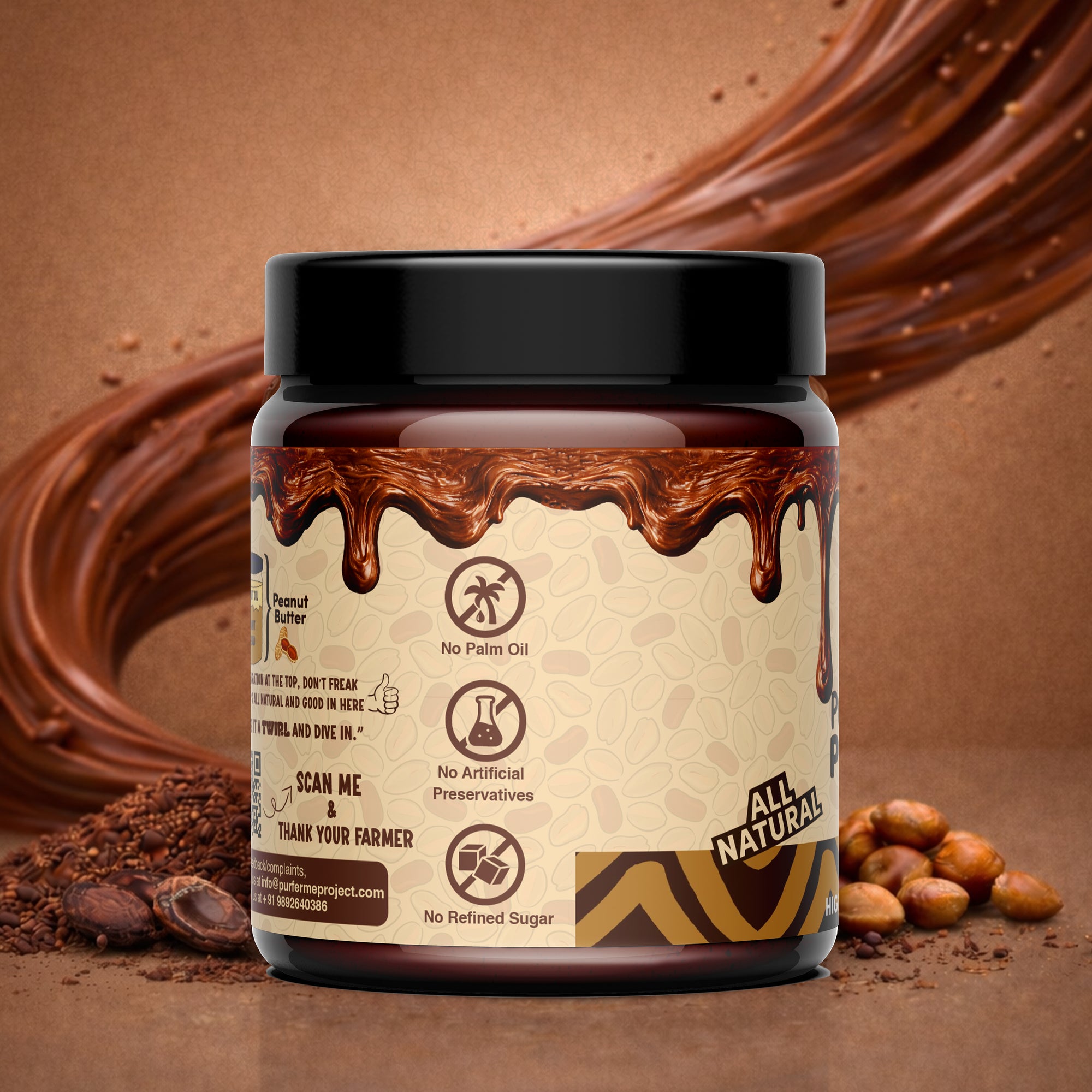 Ragi & Cocoa Peanut Butter - Sweetened with Jaggery & Creamy (500g)