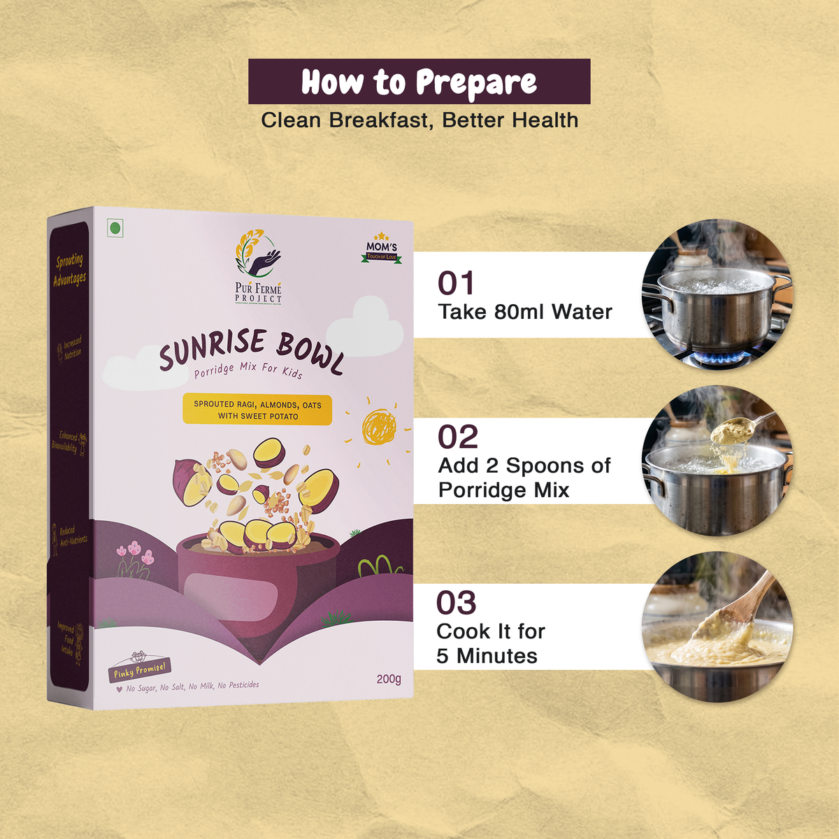 Sunrise Bowl Ragi Porridge Combo – Sweet Potato + Beetroot - (2 x 200 g)